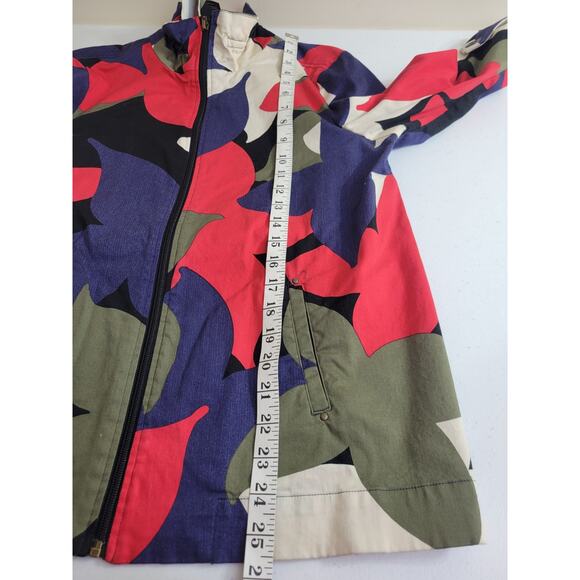 Multiples Red Floral Zip Front Relaxed Long Sleeve Jacket Women's Size Medium - Picture 4 of 12
